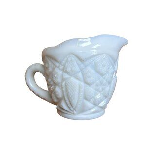 Vintage McKee Glass Company Milk Glass Toltec Creamer Pitcher White Cottage